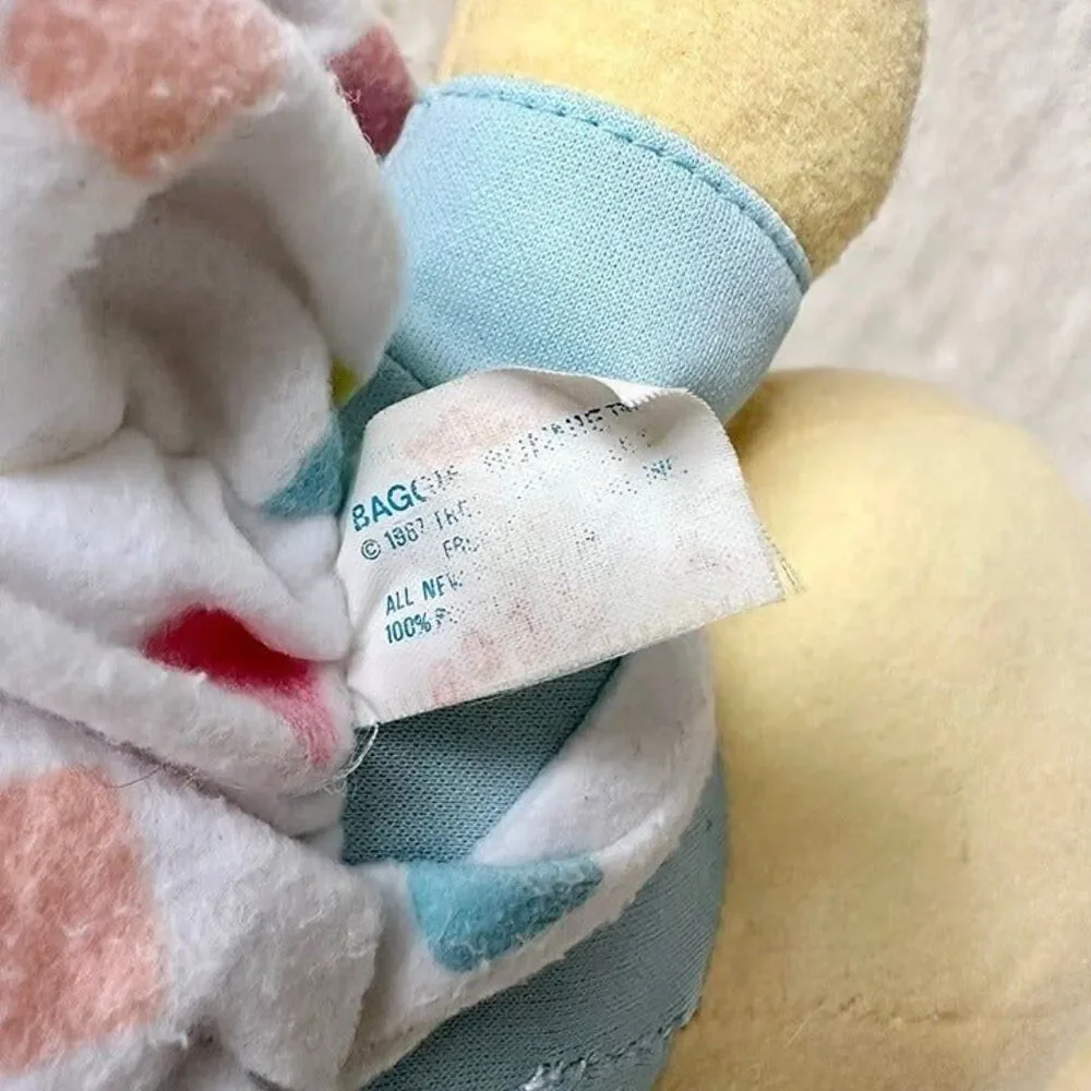 Amtoy Baggie Bunnie Vintage 1987 Plush Pastel Satin Lovey Bunny Stuffed Toy